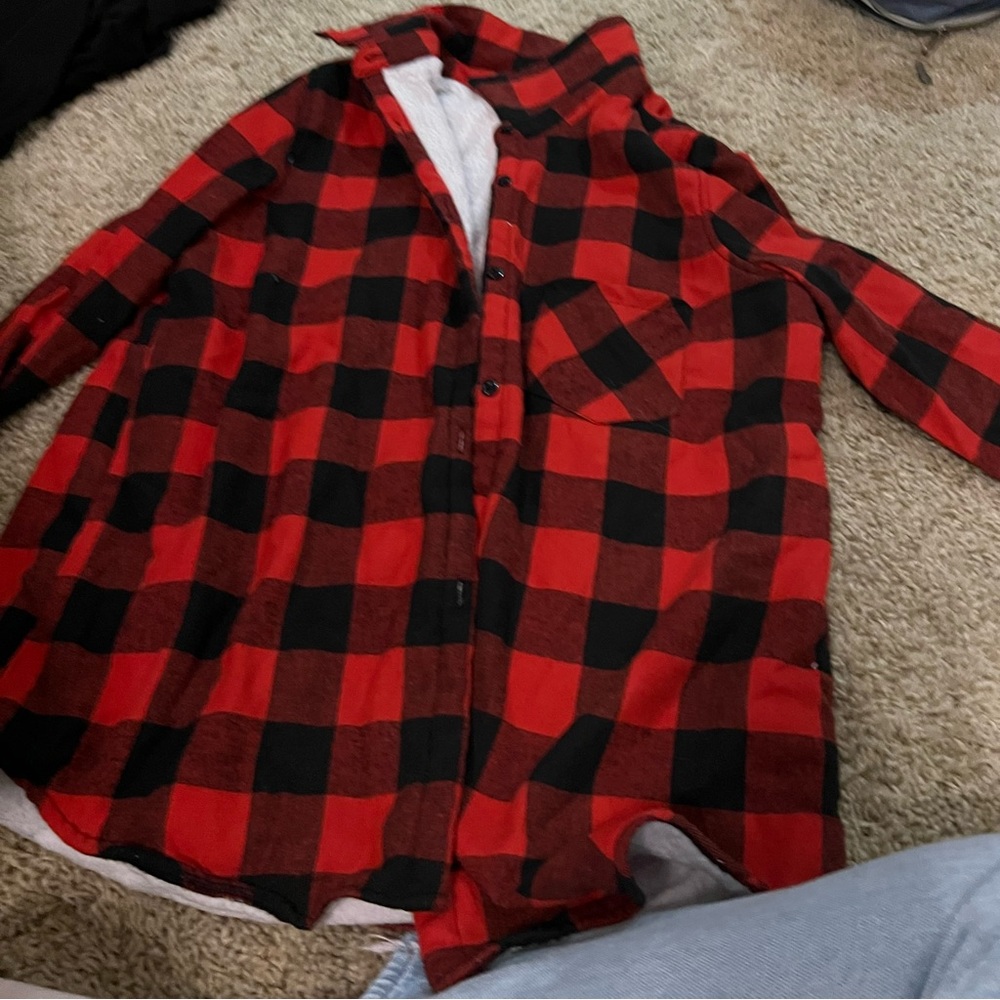 size large sherpa flannel